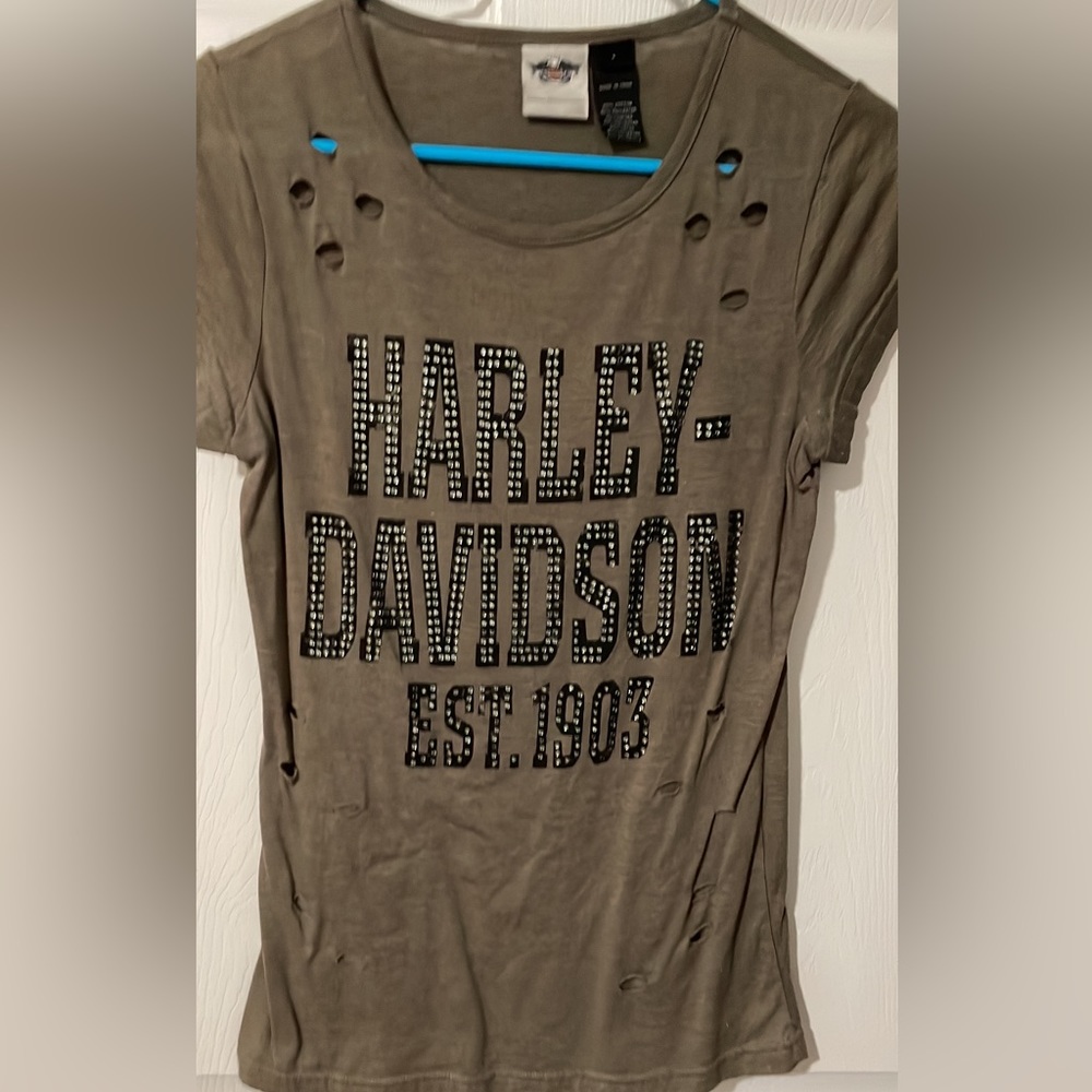 Harley Davidson cut out bling tee